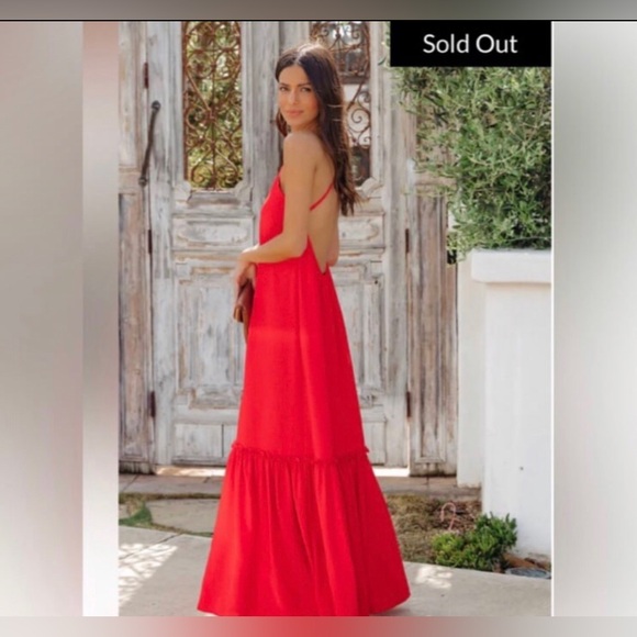 VICI boho chic red flowy maxi dress w/ halter neck & open strappy back NEW🎉SALE - Picture 9 of 11